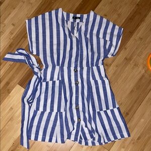 Blue and White Striped Kids Dress
